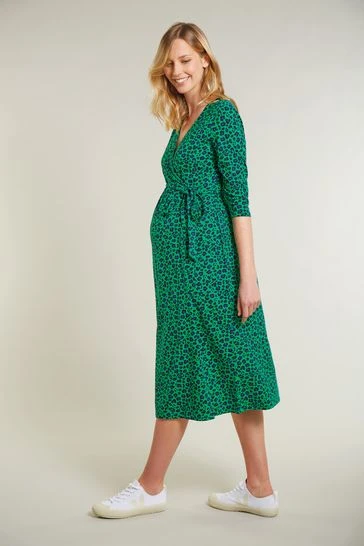Frugi Maternity & Nursing Organic Green Leopard Print Dress 11 Frugi Maternity & Nursing Organic Green Leopard Print Dress - Image 9