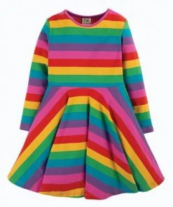 Frugi Pink Organic Cotton Rainbow Full Skirt Skater Dress -Wear Basics Store unnamed file 113