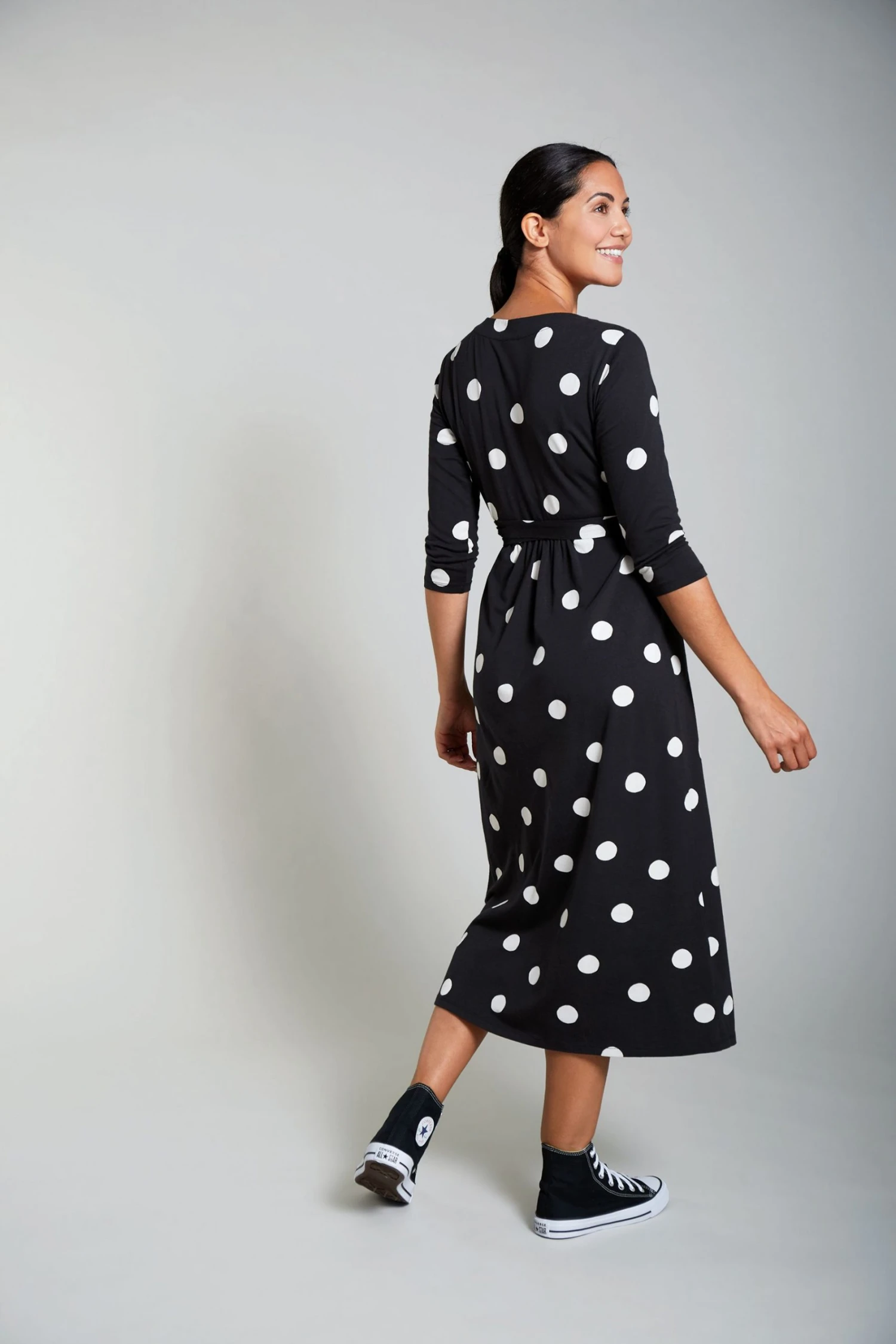 Frugi Organic Black Polka Maternity & Nursing Wrap Dress 4 Frugi Organic Black Polka Maternity & Nursing Wrap Dress - Image 2