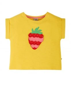 Frugi Yellow Organic Strawberry Applique Top