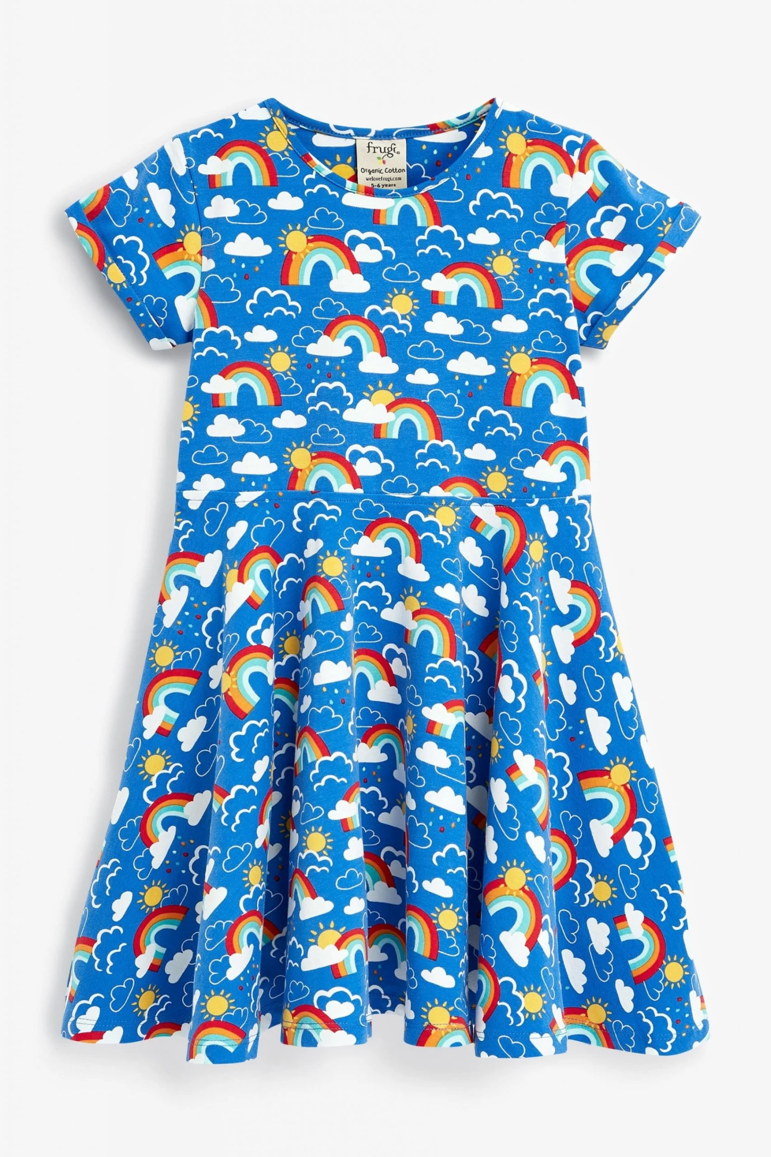 Frugi Organic Cotton Rainbow Skies Skater Dress 2 Frugi Organic Cotton Rainbow Skies Skater Dress