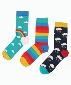 Frugi Blue Rainbow Organic Cotton Socks 3 Pack