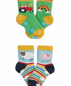 Frugi Natural Farm Organic Grippy Non Slip Socks 2 Pack