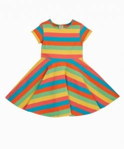 Frugi Organic Natural Rainbow Stripe Spring Skater Dress -Wear Basics Store unnamed file 202
