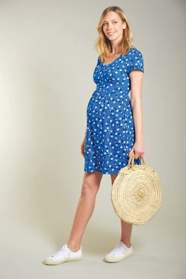 Frugi Maternity & NursingOrganic Blue Daisy Dress 10 Frugi Maternity & NursingOrganic Blue Daisy Dress - Image 8