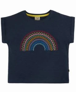Frugi Organic Navy Boxy Short Sleeve Top Rainbow -Wear Basics Store unnamed file 220