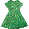Frugi Green Organic Floral Sarah Slub Skater Dress