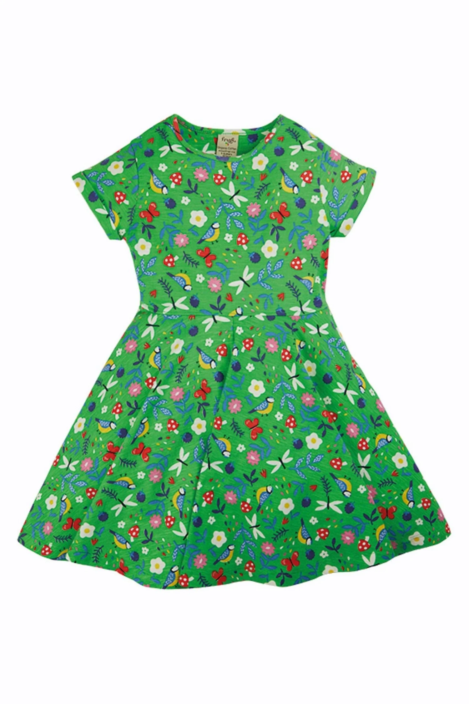 Frugi Green Organic Floral Sarah Slub Skater Dress 3 Frugi Green Organic Floral Sarah Slub Skater Dress