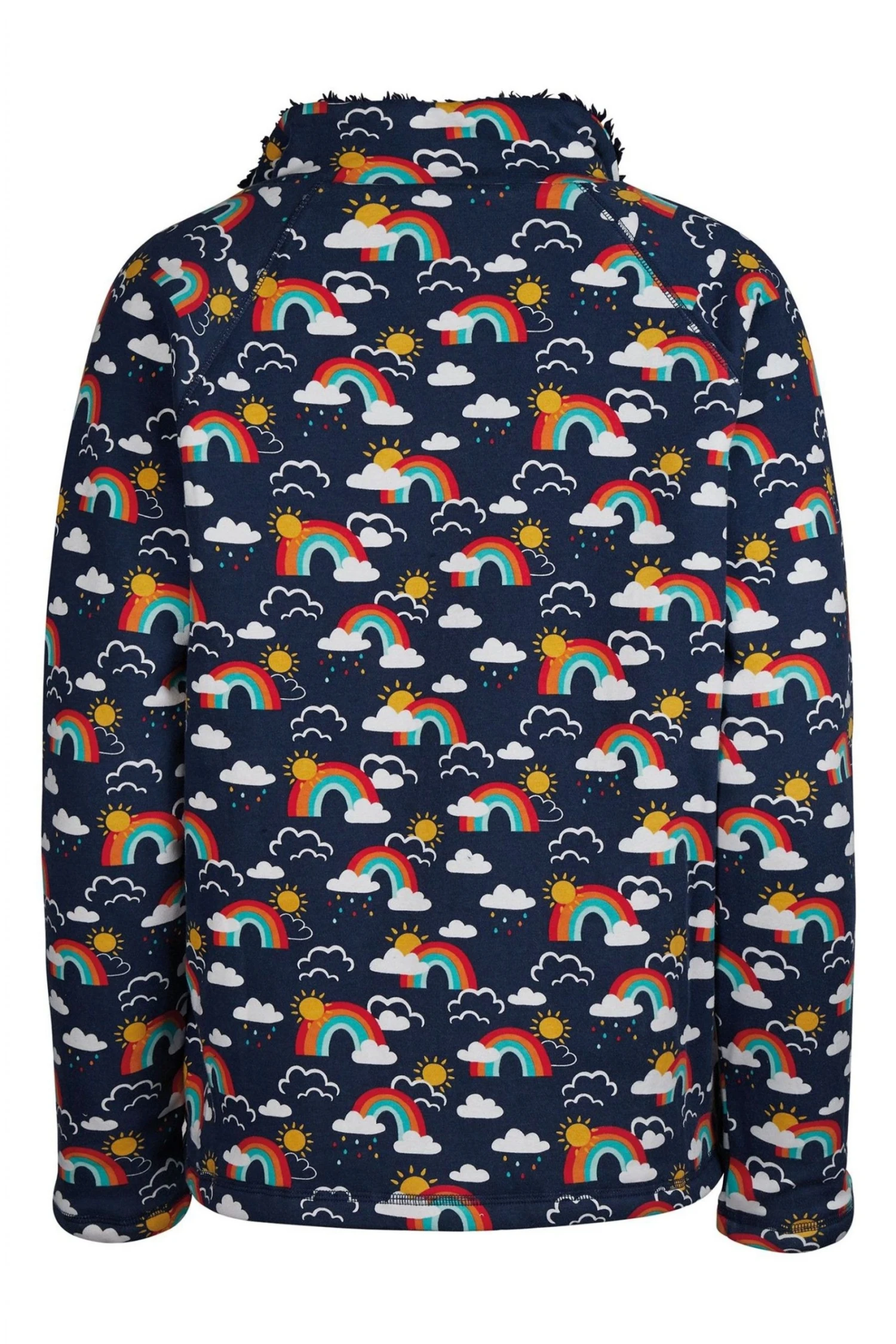 Frugi Organic Navy Fleece Lined Adult Sweatshirt Rainbow 4 Frugi Organic Navy Fleece Lined Adult Sweatshirt Rainbow - Image 2