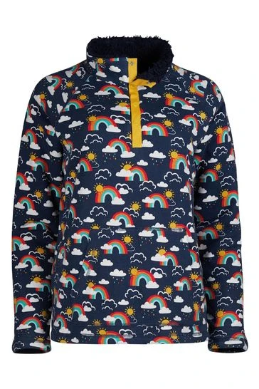Frugi Organic Navy Fleece Lined Adult Sweatshirt Rainbow 6 Frugi Organic Navy Fleece Lined Adult Sweatshirt Rainbow - Image 4