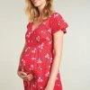 Frugi Maternity And Nursing Red Organic Floral Midi Dress -Wear Basics Store unnamed file 237