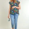Frugi Maternity & Nursing Organic Navy Blue Dahlias Top