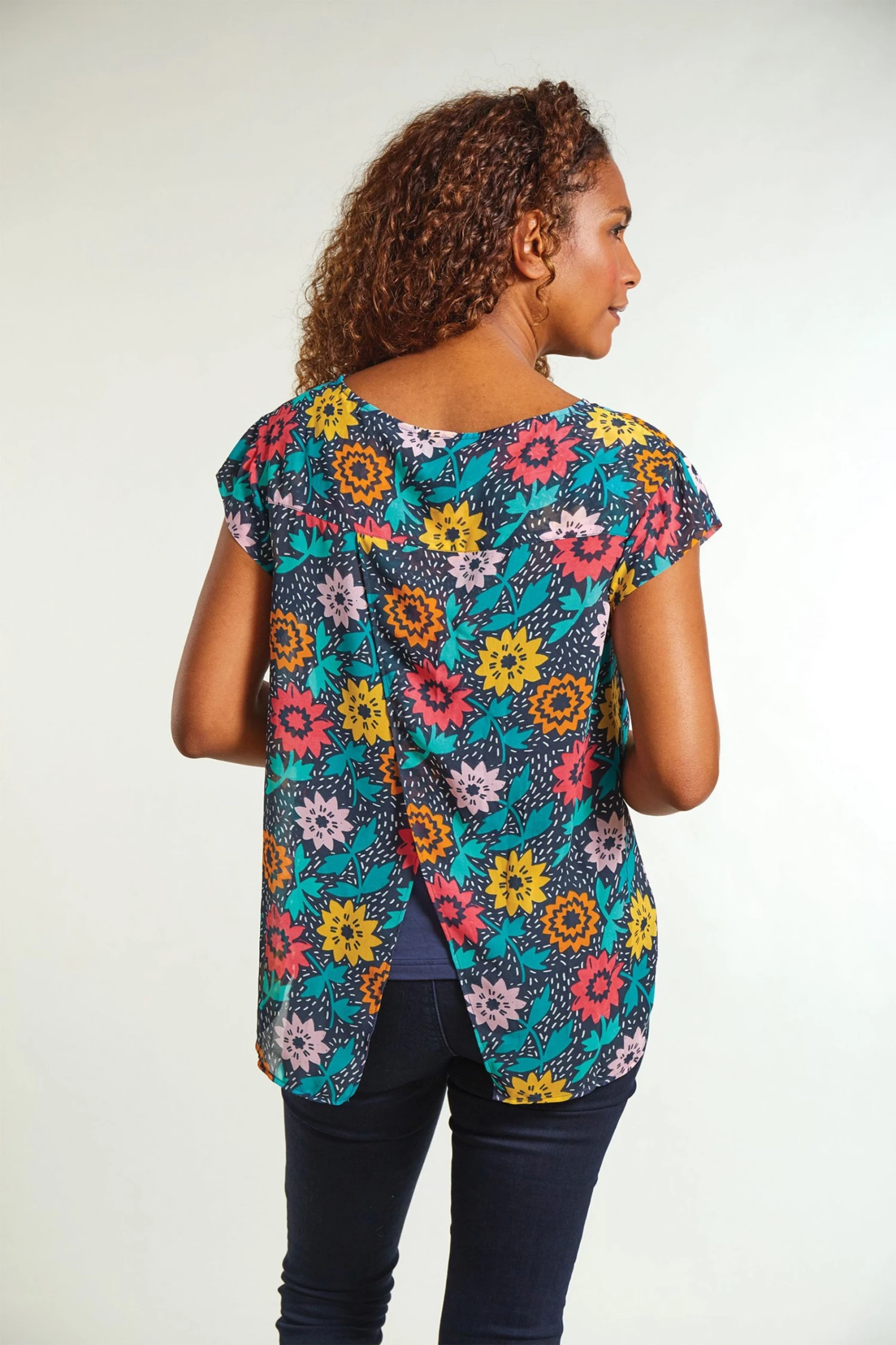 Frugi Maternity & Nursing Organic Navy Blue Dahlias Top 4 Frugi Maternity & Nursing Organic Navy Blue Dahlias Top - Image 2