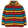 Frugi Blue Toasty Ted Recycled Fleece Jacket Rainbow Stripe