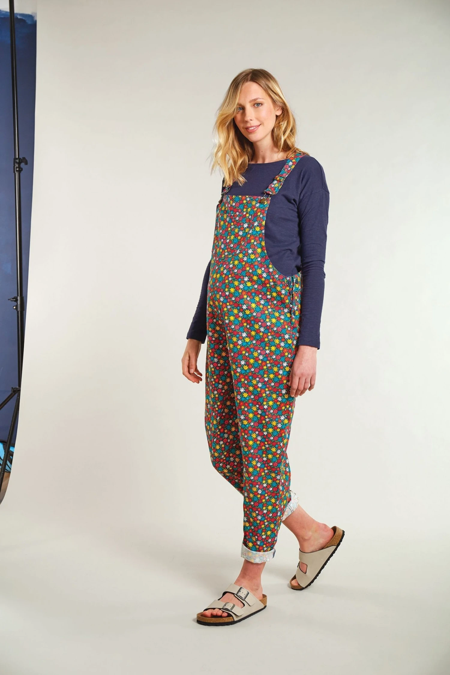 Frugi Blue Organic Daisy Maternity And Nursing Dungarees 7 Frugi Blue Organic Daisy Maternity And Nursing Dungarees - Image 5
