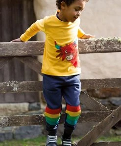 Frugi Navy Blue Organic Cotton Rainbow Knee Patch Joggers