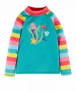 Frugi Blue Rainbow Stripe Mermaid UPF 50+ Sun Safe Rash Vest 15 Frugi Blue Rainbow Stripe Mermaid UPF 50+ Sun Safe Rash Vest -Wear Basics Store unnamed file 298