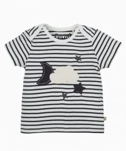 Frugi White Organic Cotton Monochrome Cloud Appliqué T-Shirt