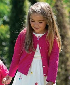 Frugi Organic Cotton Pink Pointelle Cardigan