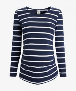 Frugi Maternity Organic Navy Blue Stripe Long Sleeve Top -Wear Basics Store unnamed file 354