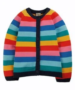 Frugi Pink Organic Cotton Rainbow Stripe Knitted Cardigan -Wear Basics Store unnamed file 378