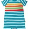 Frugi Blue Organic Rainbow Romper