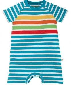 Frugi Blue Organic Rainbow Romper