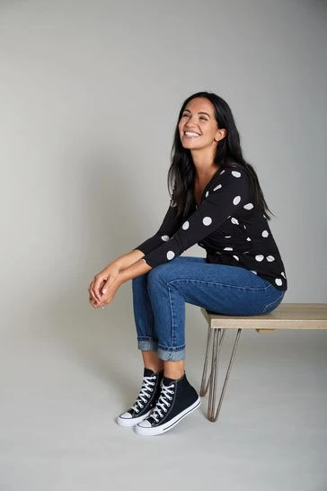 Frugi Organic Black Polka Dot Maternity & Nursing Top 4 Frugi Organic Black Polka Dot Maternity & Nursing Top - Image 2