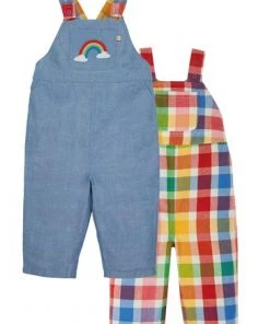 Frugi Pink Reversible Rainbow Check Dungarees -Wear Basics Store unnamed file 406