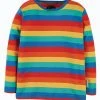 Frugi Red Organic Cotton Long Sleeve Rainbow Top