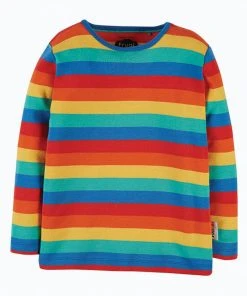 Frugi Red Organic Cotton Long Sleeve Rainbow Top