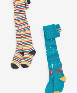 Frugi Natural Organic Rainbow Mermaids Norah Tights 2 Pack