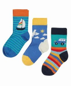 Frugi Natural Organic Rainbow Transport Little Socks 3 Pack