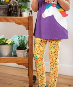 Frugi Organic Cotton Yellow Floral Leggings