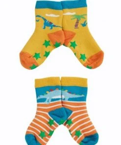 Frugi Natural Dinosaur Organic Grippy Non Slip Socks 2 Pack -Wear Basics Store unnamed file 509