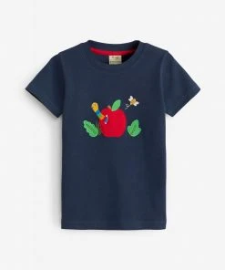 Frugi Blue Organic National Trust Apple Worm Creature Top