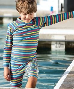 Frugi Blue UPF 50+ Rainbow Stripe Rash Vest