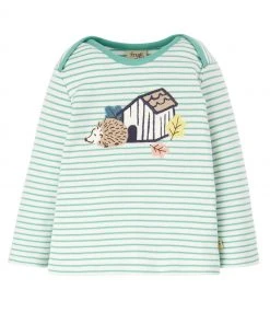 Frugi Organic Cotton Hedgehog Appliqué Top - Breton