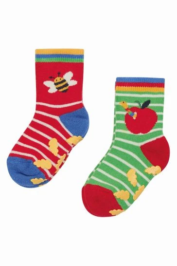 Frugi Blue Organic The National Trust Garden Grippy Socks 2 Pack 4 Frugi Blue Organic The National Trust Garden Grippy Socks 2 Pack - Image 2