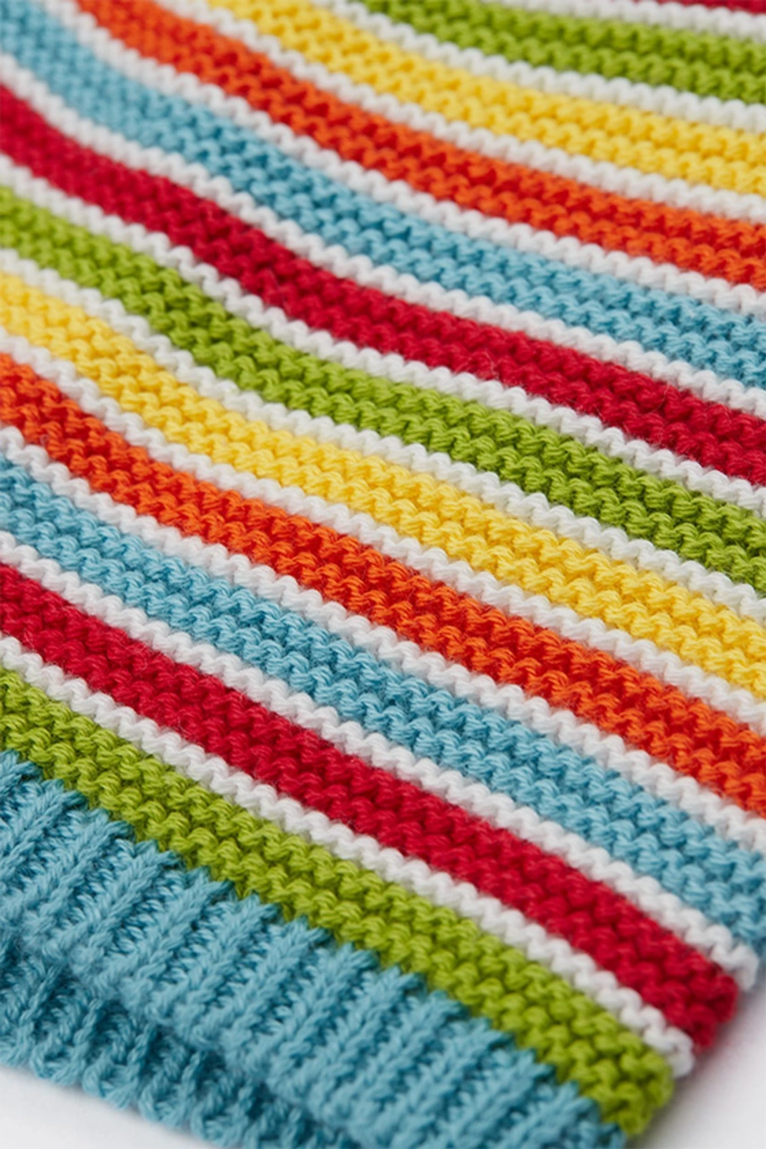 Frugi Natural Organic Cotton Knitted Hat - Rainbow Stripe 5 Frugi Natural Organic Cotton Knitted Hat - Rainbow Stripe - Image 3