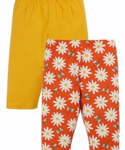 Frugi Orange & Daisy Organic Cycling Short Leggings 2 Pack