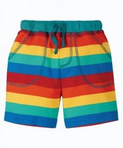 Frugi Red Organic Cotton Rainbow Stripe Jersey Shorts -Wear Basics Store unnamed file 700