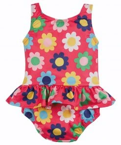 Frugi Pink Flower Power UPF 50+ Nappy Swimsuit -Wear Basics Store unnamed file 732 scaled