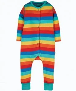 Frugi Red Organic Cotton Rainbow Stripe Footless Romper -Wear Basics Store unnamed file 737