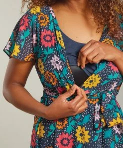 Frugi Maternity & Nursing Dahlias Blue Organic Dress -Wear Basics Store unnamed file 75 scaled