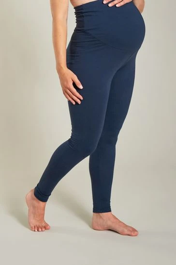 Frugi Navy Blue Organic Cotton Roll Top Maternity Leggings 6 Frugi Navy Blue Organic Cotton Roll Top Maternity Leggings - Image 4