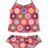 Frugi Pink Flower Power UPF 50+ Recycled Halterneck Tankini