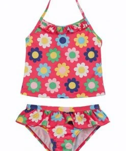 Frugi Pink Flower Power UPF 50+ Recycled Halterneck Tankini -Wear Basics Store unnamed file 777
