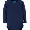 Frugi Navy Blue Organic Cotton Long Sleeve Plain Bodysuit