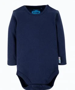 Frugi Navy Blue Organic Cotton Long Sleeve Plain Bodysuit